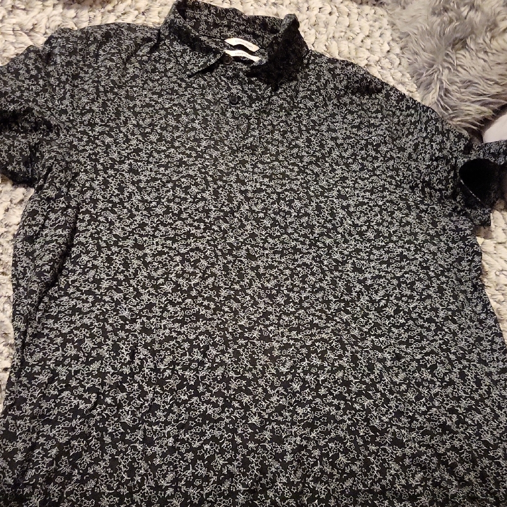 Final Price ! Calvin Klein Men's Black Floral Shirt